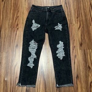 Fashion Nova Black Ripped Jeans